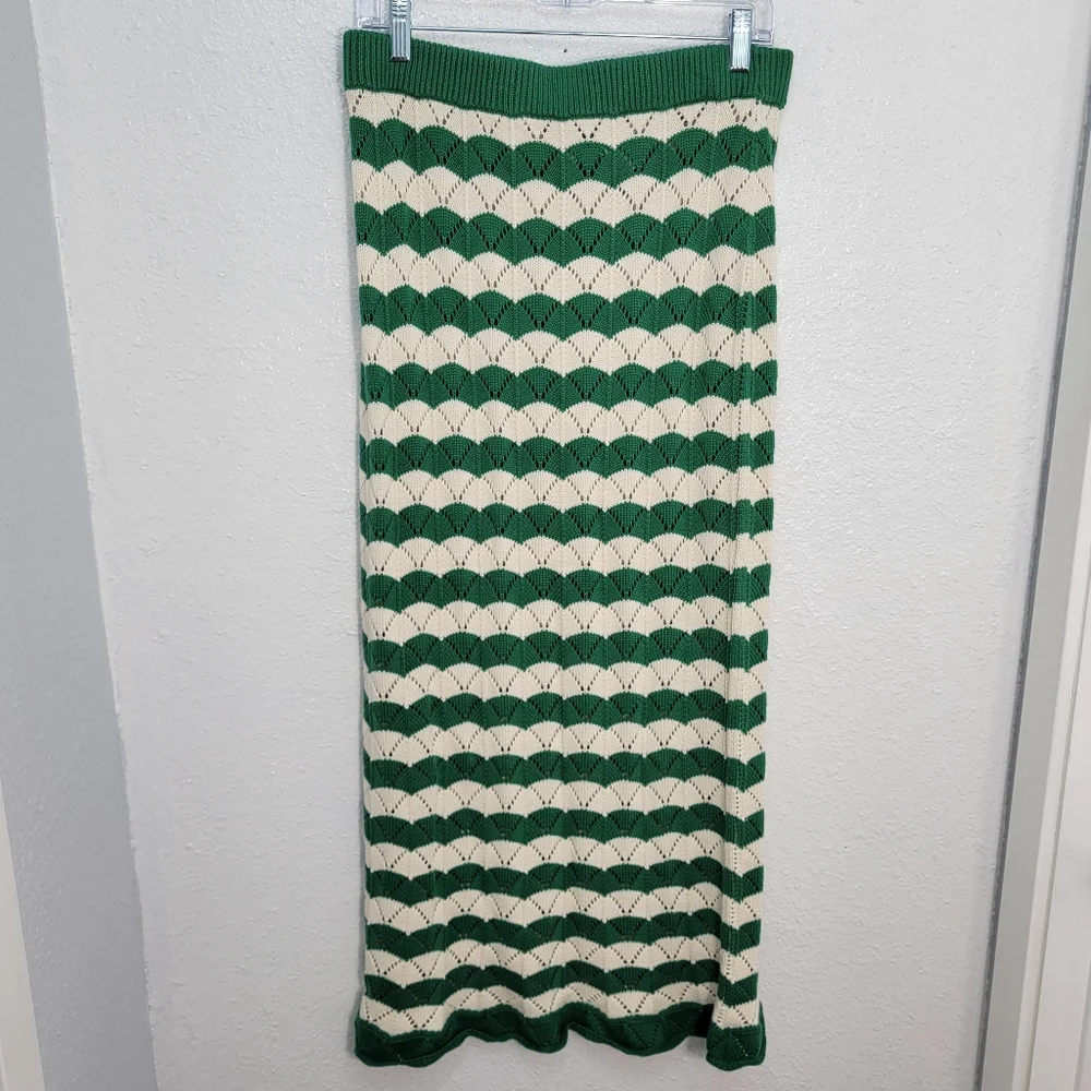 NEW MISA LOS ANGELES melina crochet midi skirt in emerald green - Picture 7 of 11